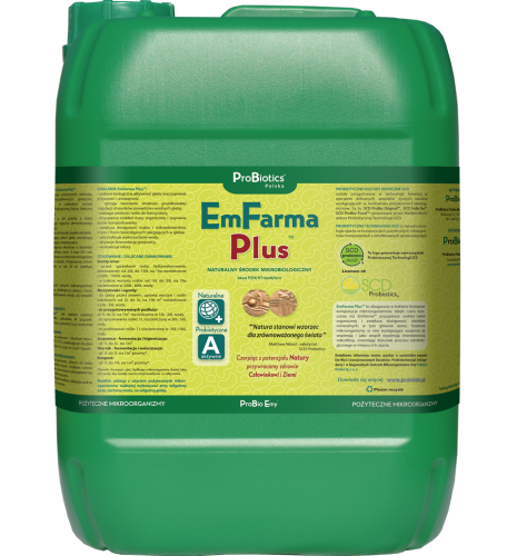 Probiotyk dla roślin i gleby EmFarma Plus 10 L  na resztki, do kompostu, fermentacja obornika i gnojowicy
